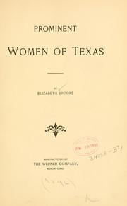 Cover of: Prominent women of Texas