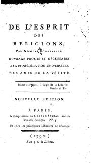 Cover of: De l'esprit des religions
