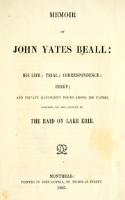 Cover of: Memoir of John Yates Beall by John Y. Beall