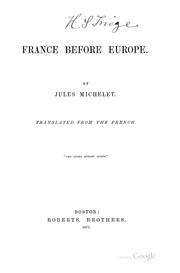 Cover of: France before Europe.