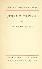 Cover of: Jeremy Taylor by Edmund Gosse