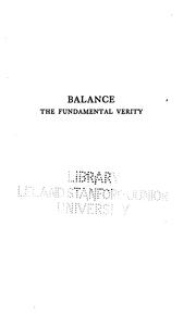 Cover of: Balance the fundamental verity