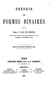 Cover of: Théorie des formes binaires by Francesco Faà di Bruno