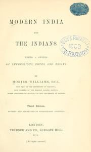 Cover of: Modern India and the Indians by Sir Monier Monier-Williams