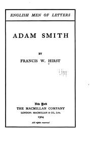 Cover of: Adam Smith by Francis Wrigley Hirst