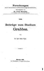 Cover of: Beiträge zum Studium Grabbes. by Carl Anton Piper