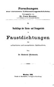 Cover of: Nachklänge der Sturm- und Drangperiode in Faustdichtungen des Achtzehnten und Neunzehnten Jahrhunderts.