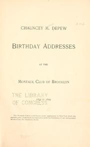 Cover of: Birthday addresses at the Montauk Club of Brooklyn, 1892 to 1899.