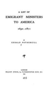 Cover of: A list of emigrant ministers to America, 1690-1811