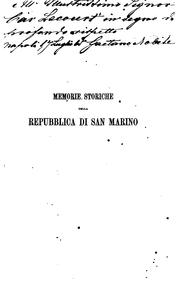Cover of: Memorie storiche della repubblica di S. Marino