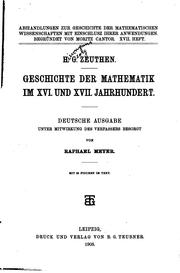 Cover of: Geschichte der mathematik im XVI. und XVII. jahrhundert.