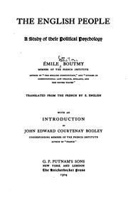 Cover of: The English people. by Emile Gaston Boutmy, Emile Gaston Boutmy