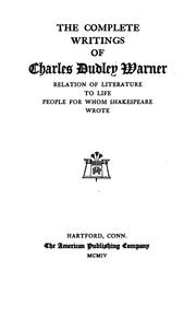 Cover of: The complete writings of Charles Dudley Warner. by Charles Dudley Warner
