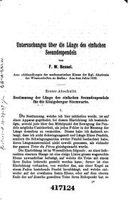Cover of: Untersuchungen über die länge des einfachen secundenpendels by F. W. Bessel