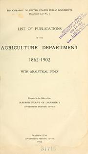 Cover of: List of publications of the Agriculture department, 1862-1902, with analytical index.