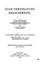 Cover of: High-temperature measurements.
