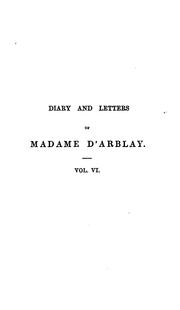 Cover of: Diary and letters of Madame d'Arblay by Fanny Burney