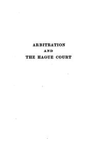 Cover of: Arbitration and the Hague court