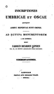 Cover of: Inscriptiones umbricae et oscae by Carl Richard Lepsius