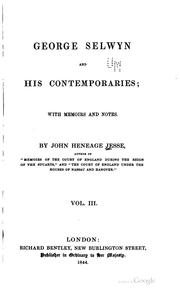 Cover of: George Selwyn and his contemporaries by Jesse, John Heneage, Jesse, John Heneage