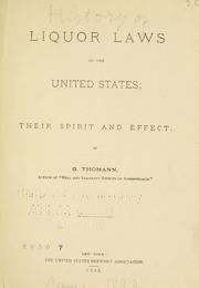Cover of: Liquor laws of the United States | Gallus Thomann