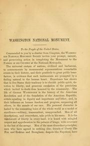 Cover of: Address of the Washington national monument society to the people of the United States: with an appendix, containing proceedings of the society at the inauguration meeting of 22d March 1859; report of the select committee of the House of representatives appointed to consider the memorial of the society, made on the 22d February, 1855; and the charter of the society.