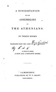 Cover of: A dissertation on the assemblies of the Athenians. by Georg Friedrich Schömann