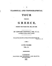 Cover of: A classical and topographical tour through Greece: during the years 1801, 1805, and 1806
