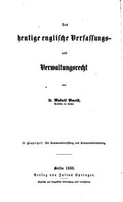 Cover of: Das heutige englische Verfassungs- und Verwaltungsrecht