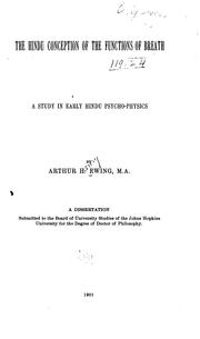 Cover of: The Hindu conception of the functions of breath by Arthur Henry Ewing