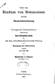 Cover of: Ueber den einfluss von nebenreizen auf die raumwahrnehmung...