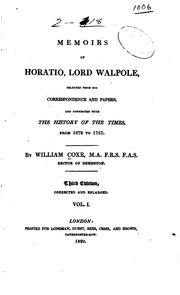 Cover of: Memoirs of Horatio, lord Walpole by Coxe, William