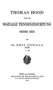 Cover of: Thomas Hood und die soziale Tendenzdichtung seiner Zeit. by Emil Oswald