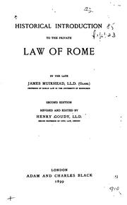 Cover of: Historical introduction to the private law of Rome