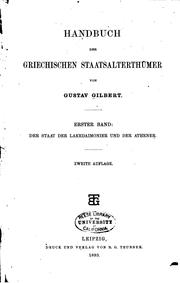 Cover of: Handbuch der griechischen Staatsalterthümer. by Gilbert, Gustav