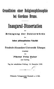 Cover of: Grundlinien einer religions-philosophie bei Giordano Bruno.