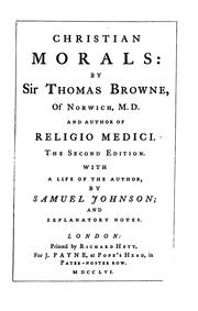 Cover of: Christian morals by Thomas Browne