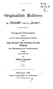 Cover of: Die originalität Molières im "Tartuffe" und im "Avare" ...
