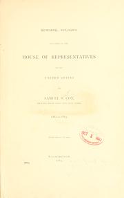 Cover of: Memorial eulogies delivered in the House of representtives of the United States