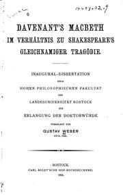 Davenant's Macbeth im verhältnis zu Shakespeare's gleichnamiger tragödie .. by Gustav Weber