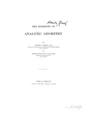 Cover of: The elements of analytic geometry