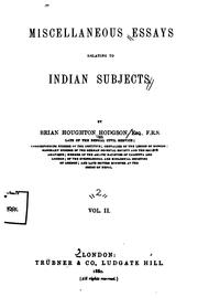 Cover of: Miscellaneous essays relating to Indian subjects. by B. H. Hodgson