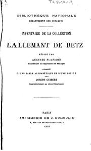 Cover of: Inventaire de la collection Lallemant de Betz by Bibliothèque nationale (France). Cabinet des estampes.