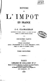 Cover of: Histoire de l'impôt en France