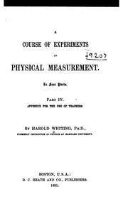 Cover of: A course of experiments in physical measurement by Harold Whiting