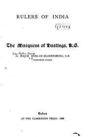 Cover of: The Marquess of Hastings, K. G.