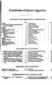 Cover of: Chemical handicraft: A classified and descriptive catalogue of chemical apparatus, suitable for the performance of class experiments, for every process of chemical research and for chemical testing in the arts. Accompanied by copious notes, explanatory of the construction and use of the apparatus.