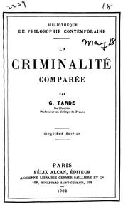 Cover of: La criminalité comparée
