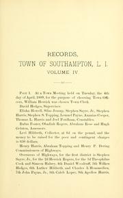Cover of: Records of the town of Southhampton by Southampton (N.Y.)