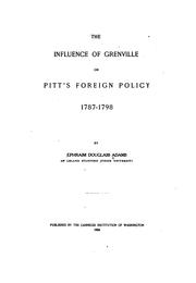 Cover of: The influence of Grenville on Pitt's foreign policy, 1787-1798